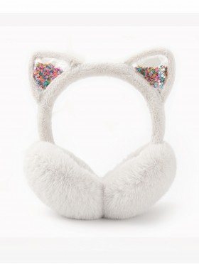 Colorful Sequins Cat Ears Plush Earmuff